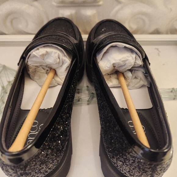 Franco Sarto Black Glitter Loafers - Picture 9 of 13